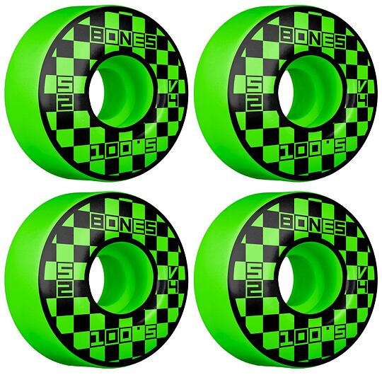 kolečka BONES WHEELS 100's Block Party 52mm V4 GREEN