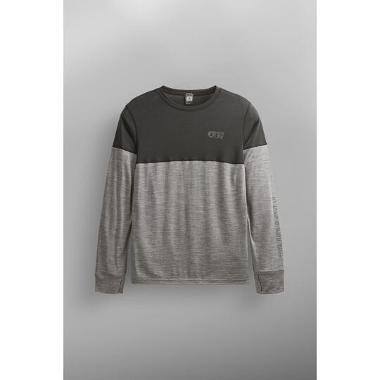 triko PICTURE Eaton L/S Merino GREY MELANGE-BLACK